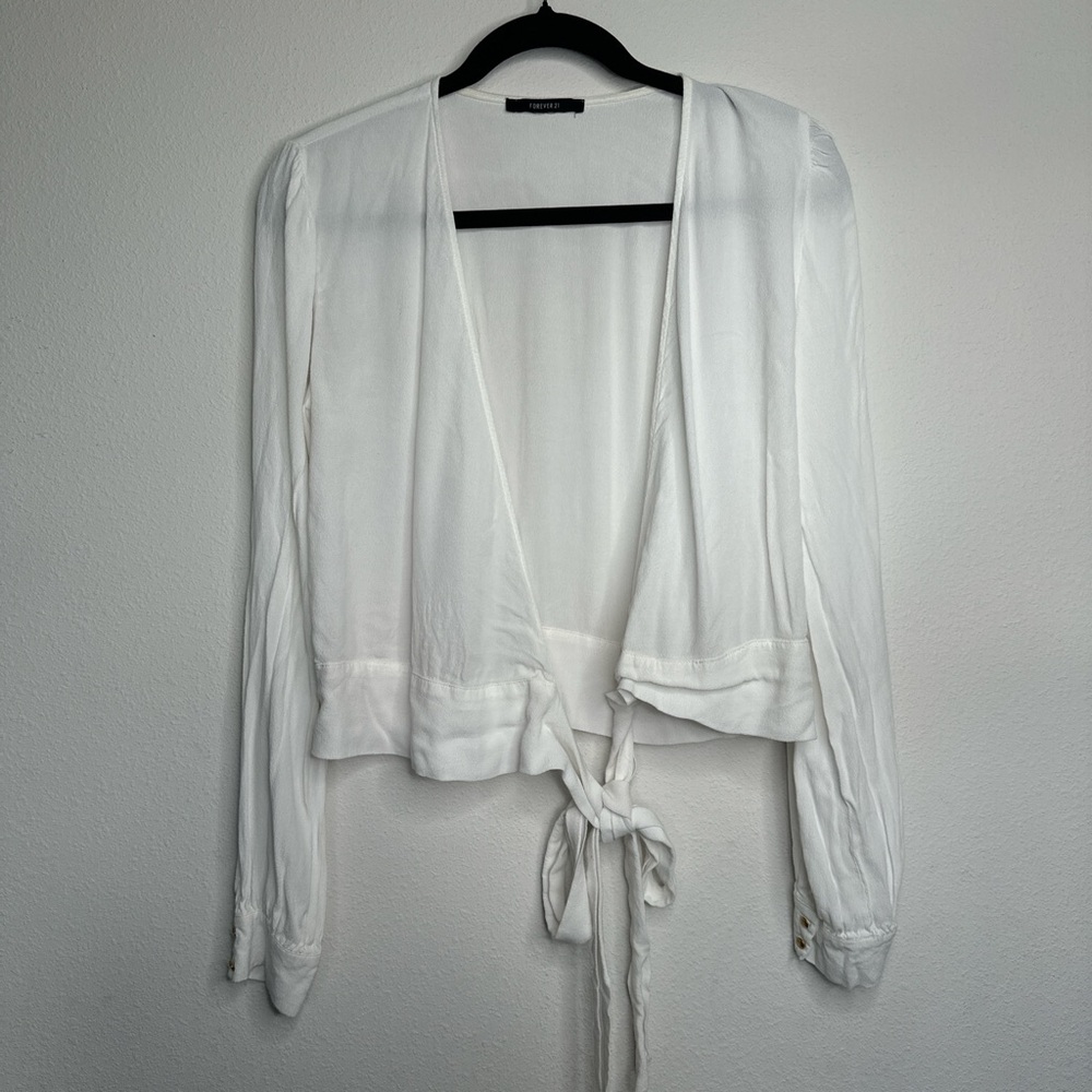 Forever 21 White Tie back  Blouse